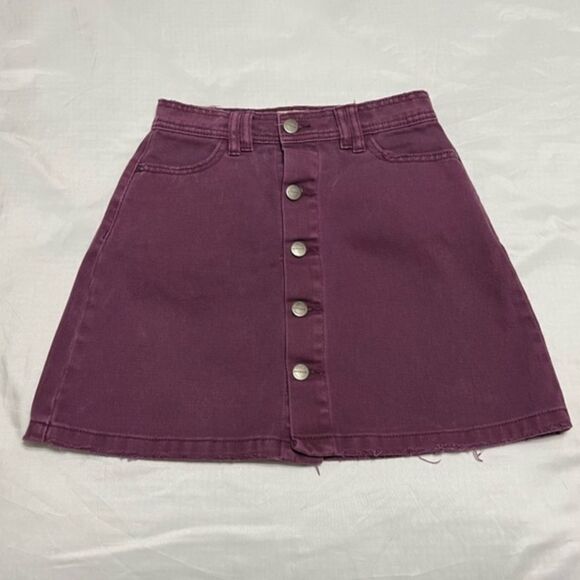 NXP Nena and Pasadena Denim Jean Skirt Purple Exposed Front Buttons Size XS - Picture 14 of 14